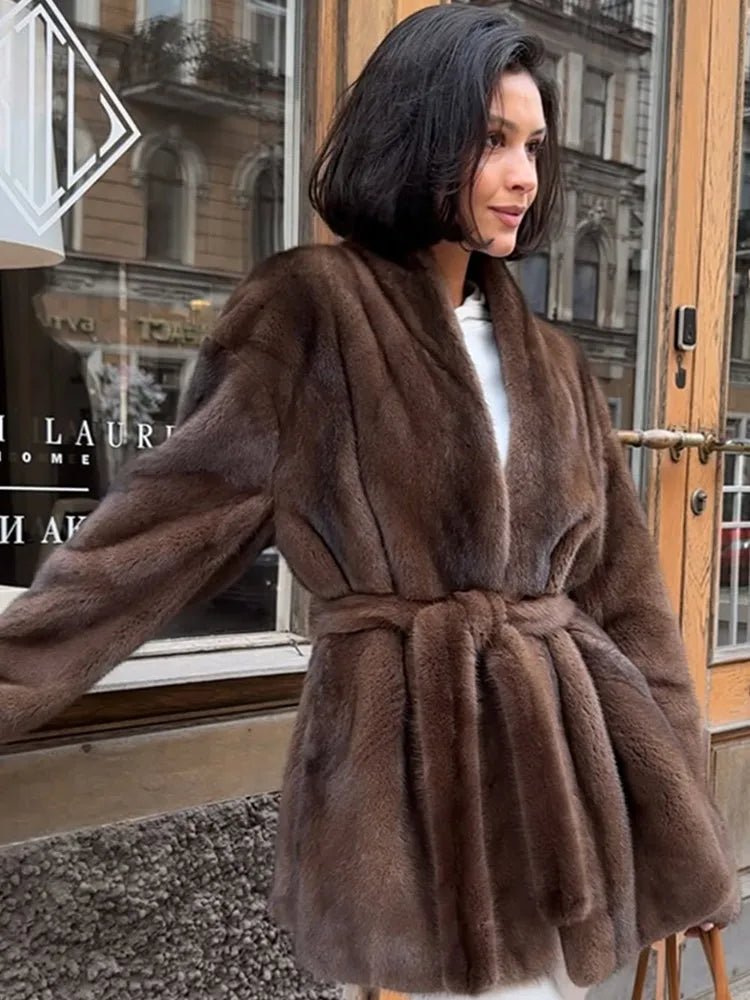 SOERA Hazel Belted Faux Fur Jacket - Jackets - 3256810152833140-;US1765284569716173209 S Brown