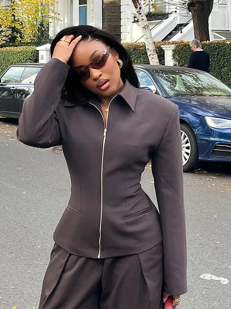 SOERA Hazeline Zip - Up Cinched Waist Jacket - Jackets - 1005011620894853-;An1770721238647287954 Taupe XS