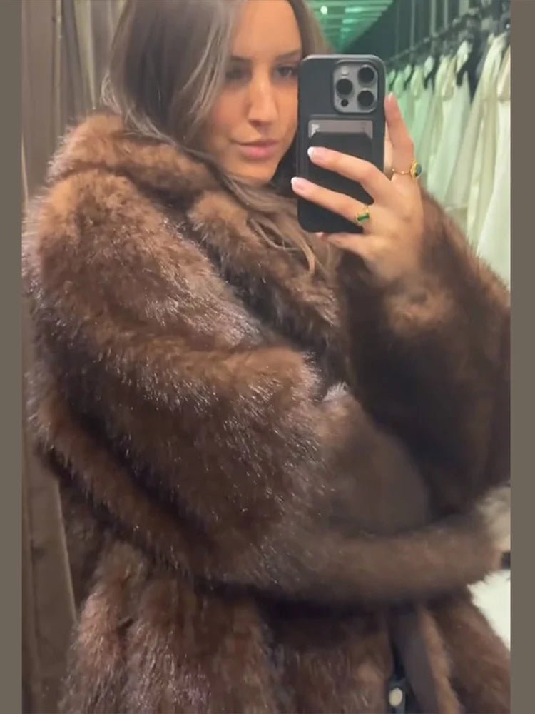 SOERA Jenny Reversible Faux Fur Leather Jacket - Jackets - 3256809615252454-;LD1764003585260122778 Dark Brown S