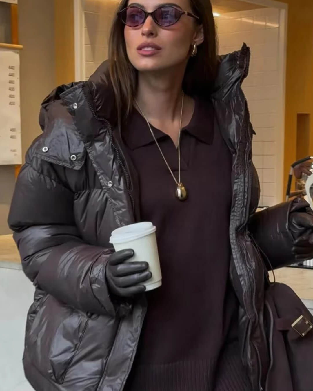 SOERA Jillian Glossy Puffer Jacket - Jackets -  Chocolate M