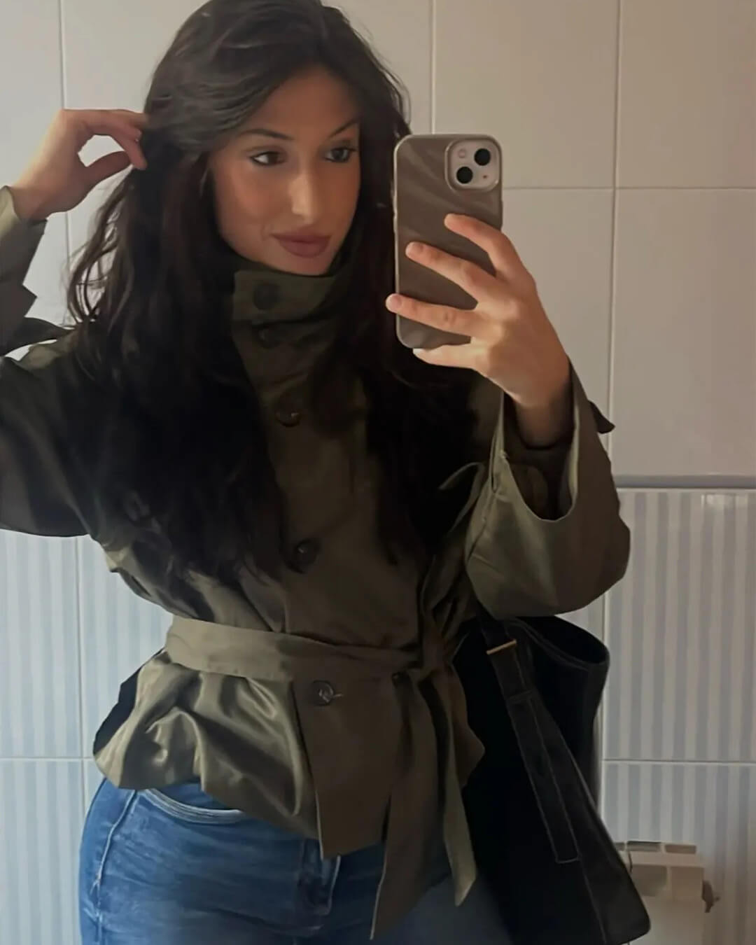 SOERA Kara Stand Collar Belted Crop Trenchcoat - Jackets - 1005009693239722-;KU1771494648618955528 Olive XS