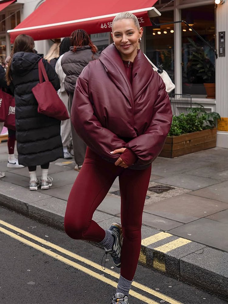 SOERA Lara Lapel Leather Jacket - Jackets - 3256809702498561-;Uz1767257410833738605 Burgundy M