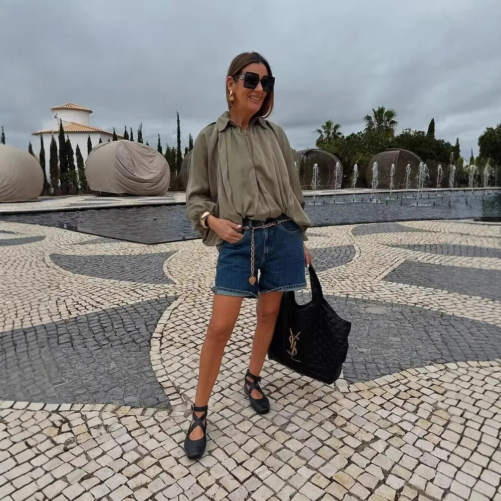 SOERA Ritchel Zip Up Pleated Jacket - Jackets - 1005010607183835-;uq1774012030727519708 Olive S