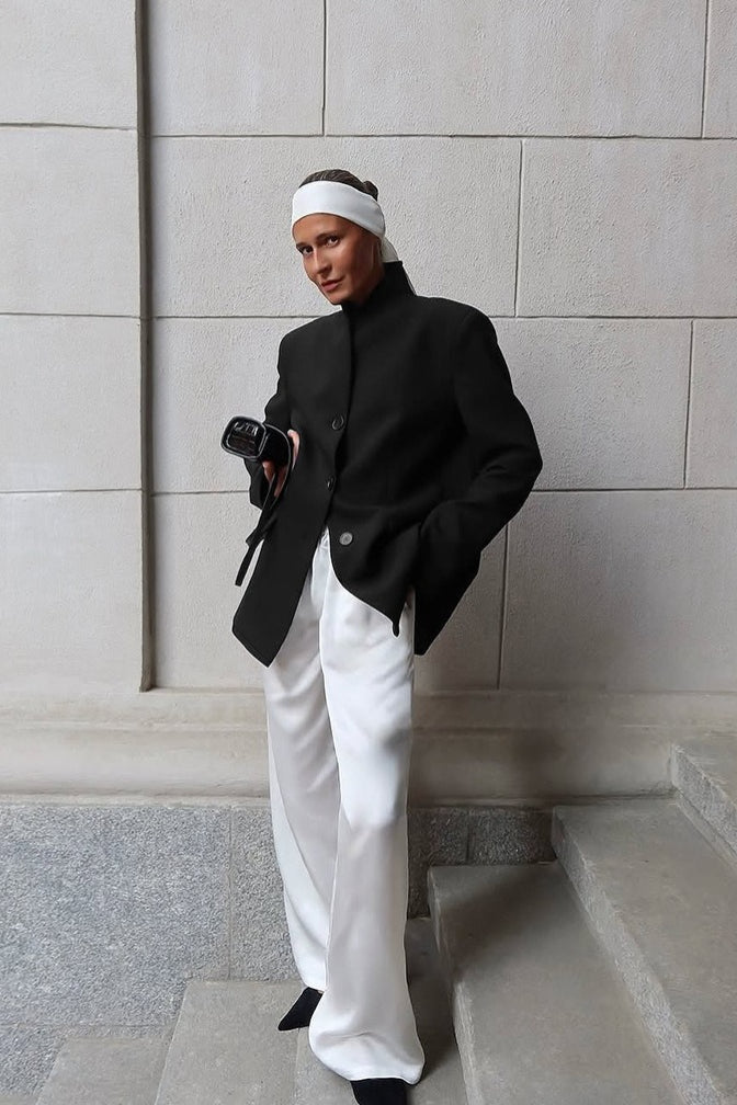 SOERA Roxie Stand Collar Blazer - Jackets - RH1770276357224200249 Black L