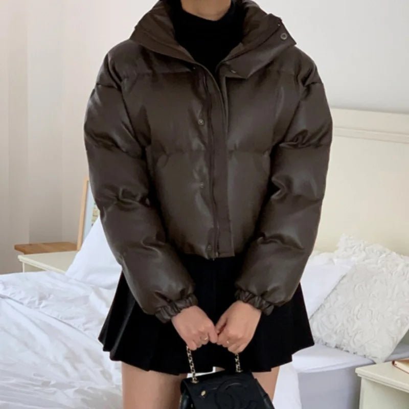 SOERA Samantha Faux Leather Puffer Jacket - Jackets -  Brown M