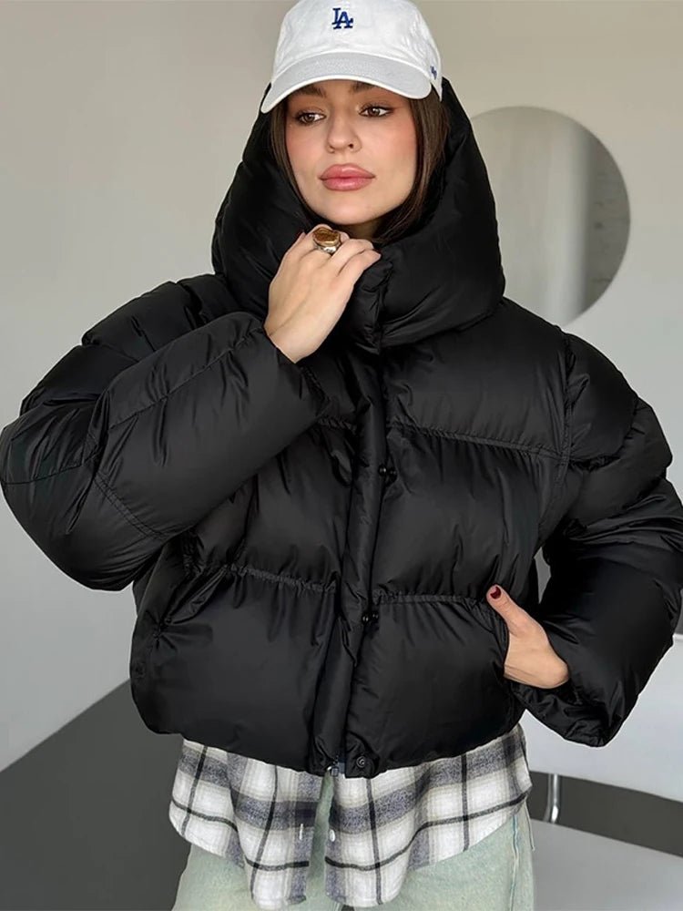 SOERA Sylvia Hooded Cropped Puffer Jacket - Jackets - 3256810068202773-;tZ1763625119541561184 Black S