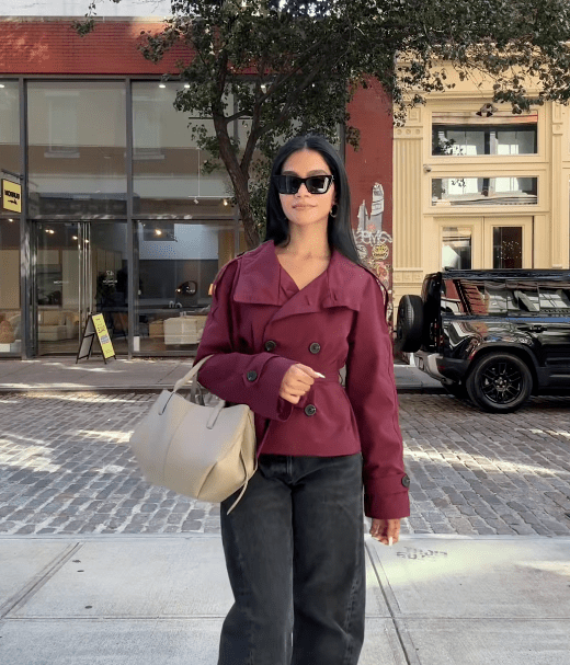 SOERA Thea Belted Short Trench Coat - Jackets - 1005011764467725-;Fw1773321573272512521 Burgundy XS