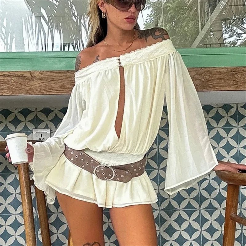 SOERA Bianca Off-Shoulder Chiffon Romper - Jumpsuit - SOERA-411907-DEF-OS-54787 White S