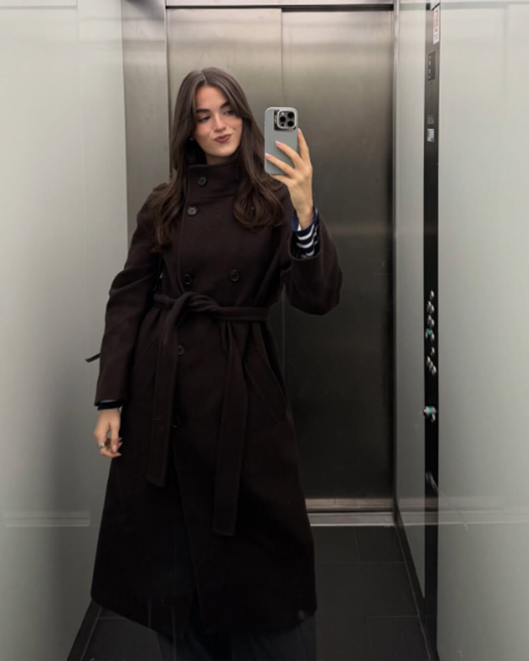 Maria Double-Breasted Long Coat