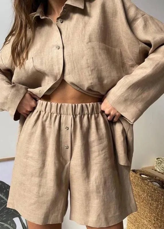 SOERA Beatrice Relaxed Linen Co-Ord Set - Matching Sets -  Brown M