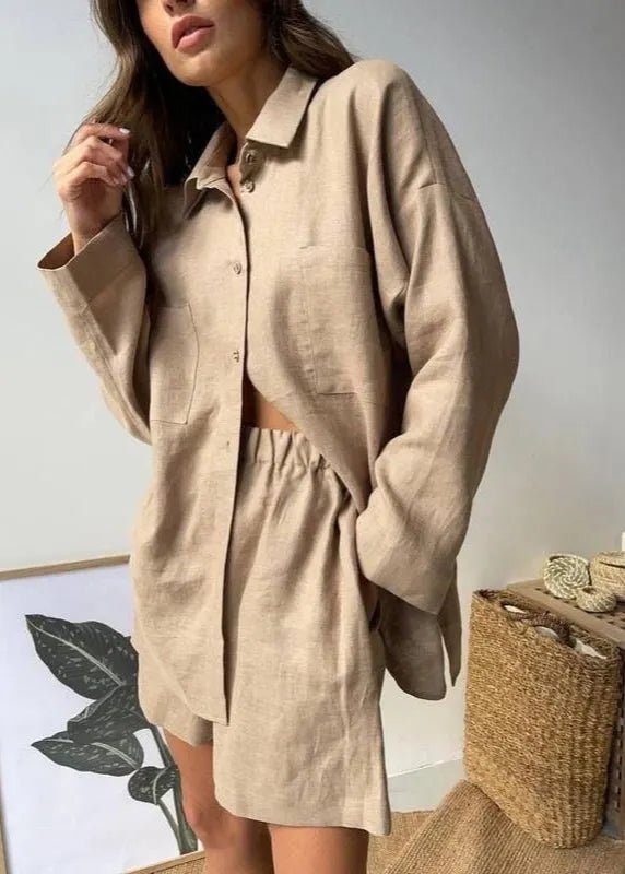 SOERA Beatrice Relaxed Linen Co - Ord Set - Matching Sets -  Brown S