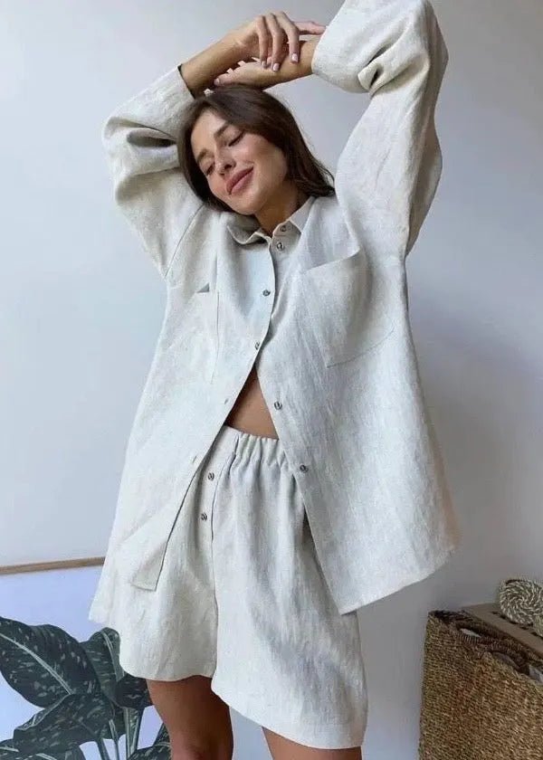 SOERA Beatrice Relaxed Linen Co - Ord Set - Matching Sets -  White L