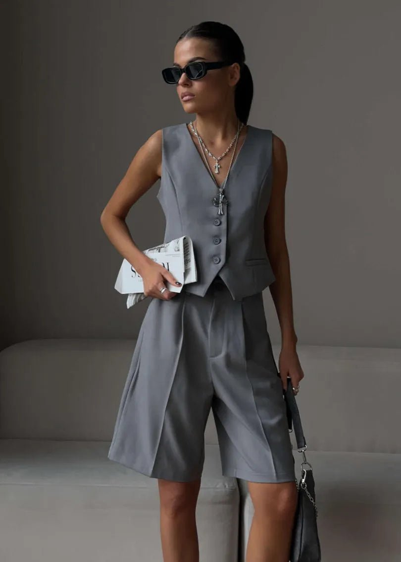 SOERA Bianca Tailored Vest & Bermuda Shorts Set - Matching Sets -  White L