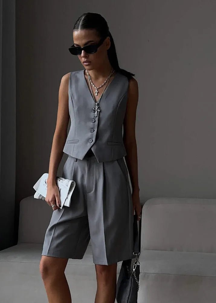 SOERA Bianca Tailored Vest & Bermuda Shorts Set - Matching Sets -  White L