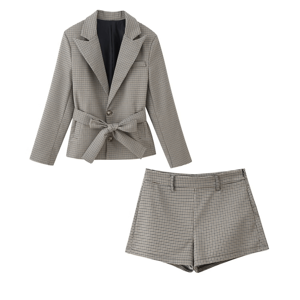 SOERA Emma Plaid Blazer Shorts Set - Matching Sets - SOERA-625667-PLA-S-59267 Plaid S