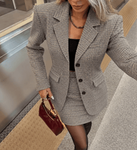 Emma Plaid Blazer Skirt Set