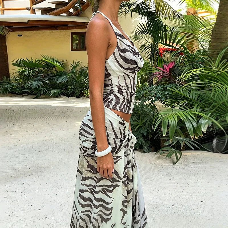 SOERA Mariana Halter Vest & Leopard Skirt Set - Matching Sets - SOERA-572611-DEF-OS-57541 L