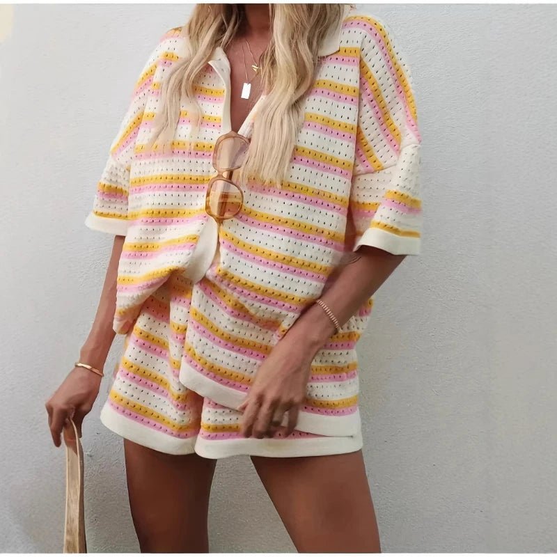 SOERA Neva Striped Knit Two-Piece Set - Matching Sets -  Mixed Color S