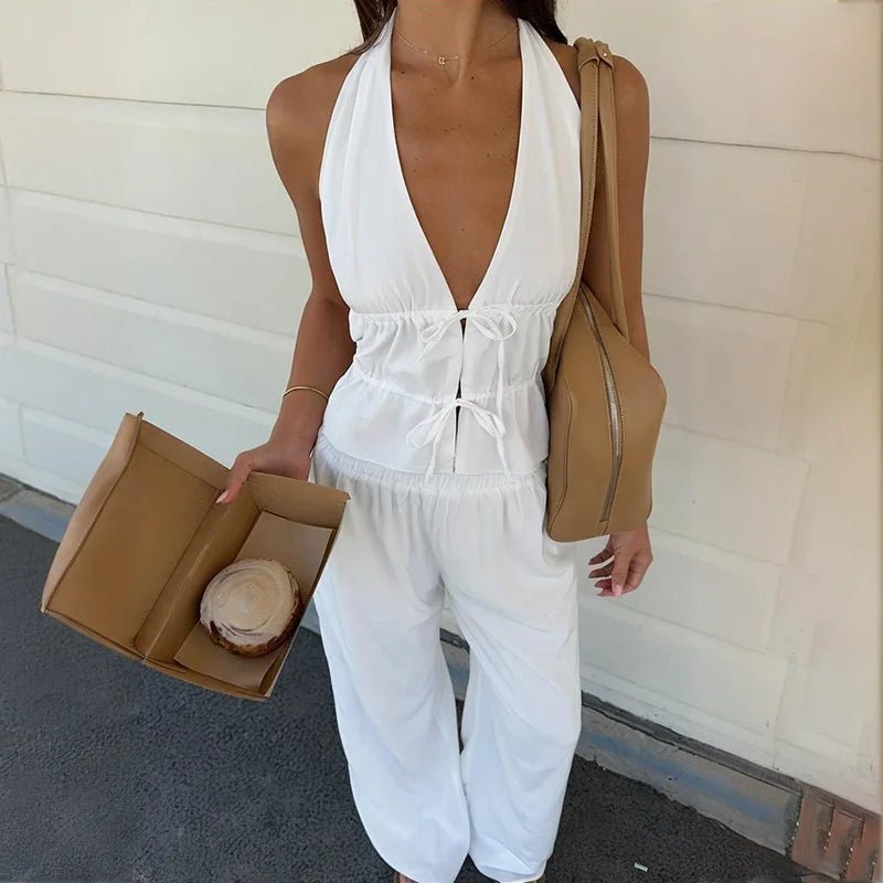 SOERA Renata Halter Cotton Two-Piece Set - Matching Sets -  White S