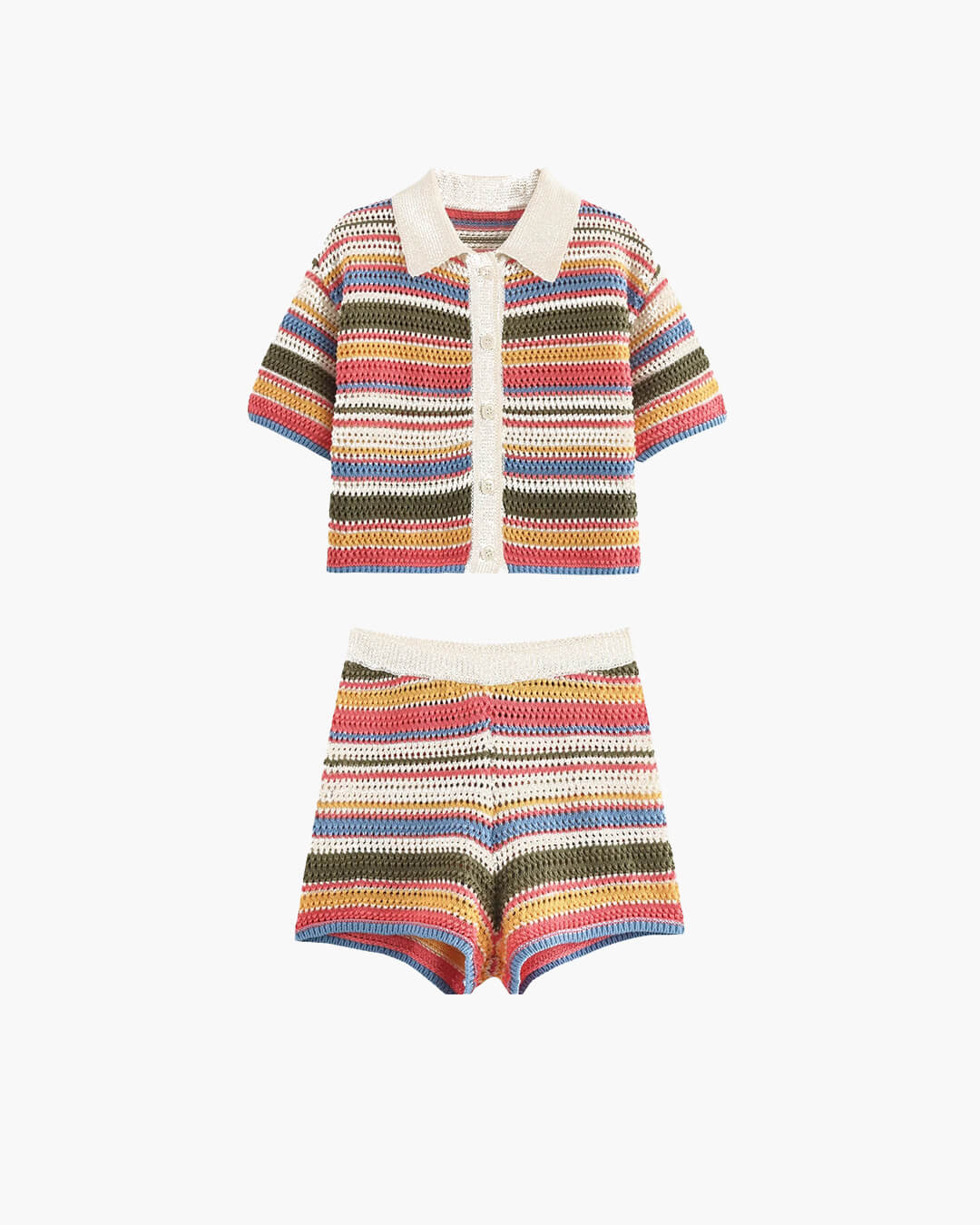 SOERA Sophie Striped Crochet Co-ord Set - Matching Sets - SOERA-995651-TWI-M-24611 Twilight M
