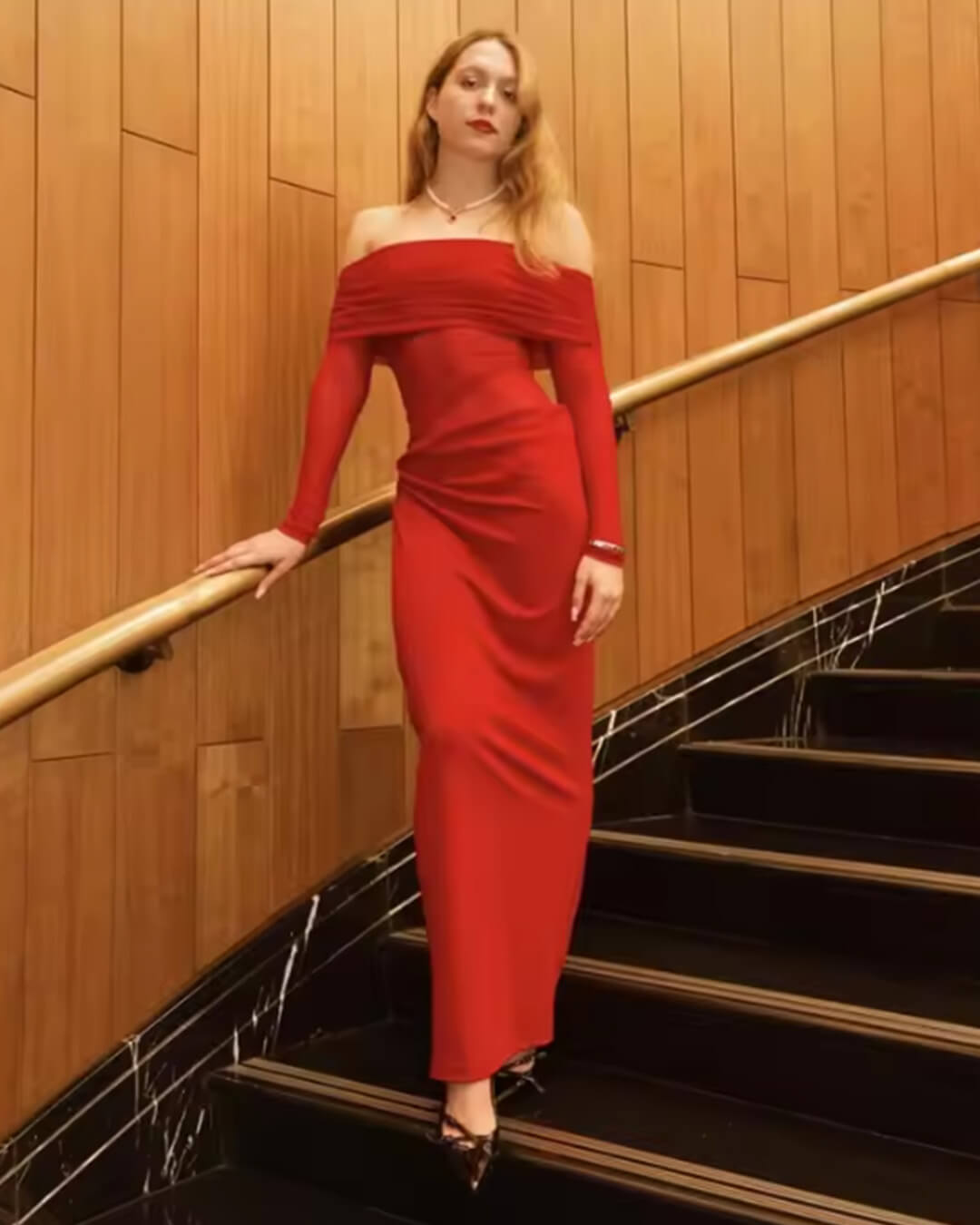 Shiela Mesh-Maxikleid mit Raffung