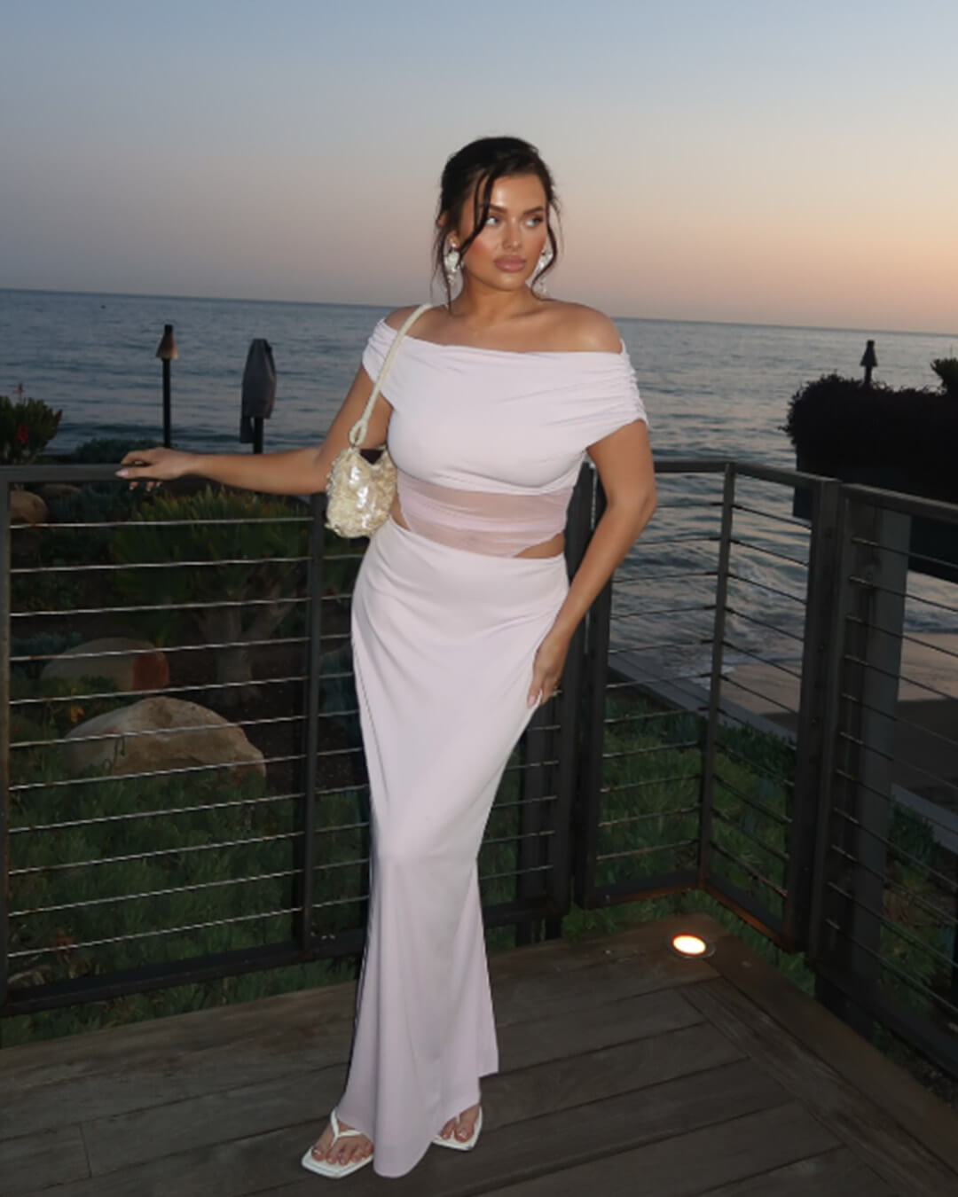 Shiela Mesh-Maxikleid mit Raffung