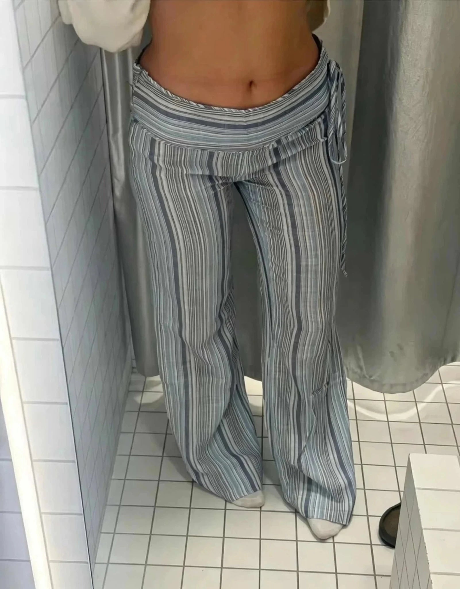 SOERA Valerie Low-Rise Striped Trousers - Pants - SOERA-226627-BLU-S-15107 Blue Gray S