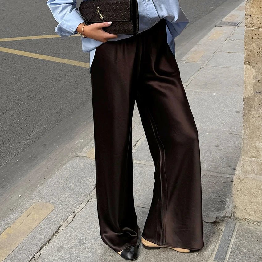 SOERA Cameron Satin Flare Leg Pants - Pants - SOERA-926915-BRO-S-81699 Brown S