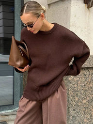 Maglione a coste in maglia georgette