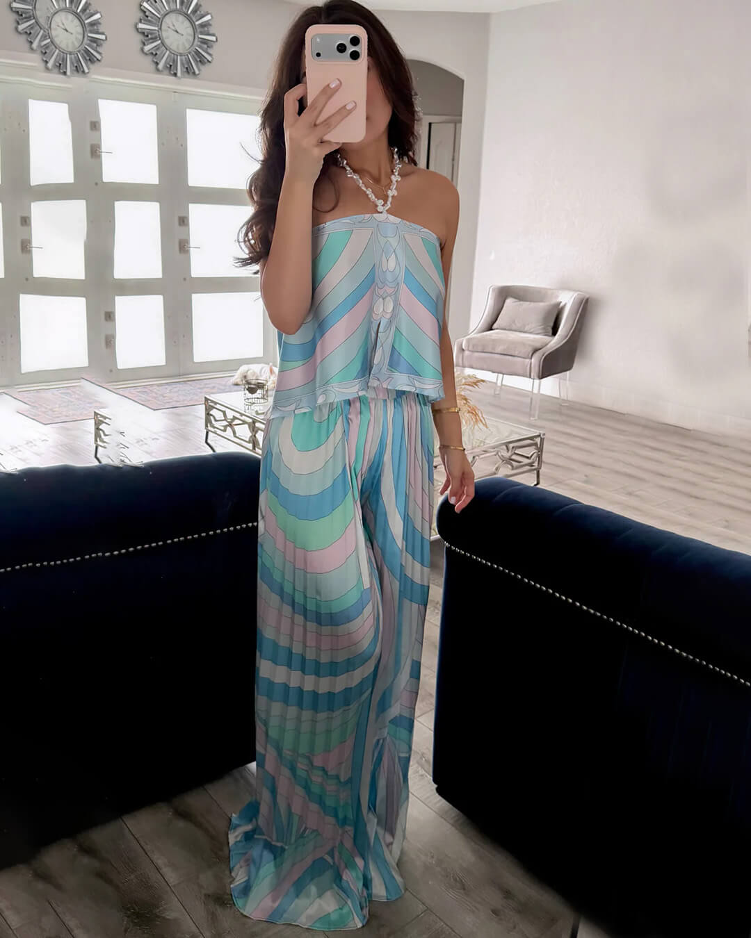 Nora plissierte Caprihose Co-Ord-Set