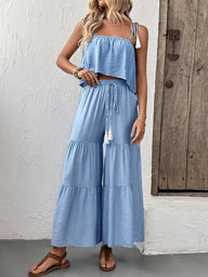 Ellen Stufen-Weitbein-Crop-Top-Set