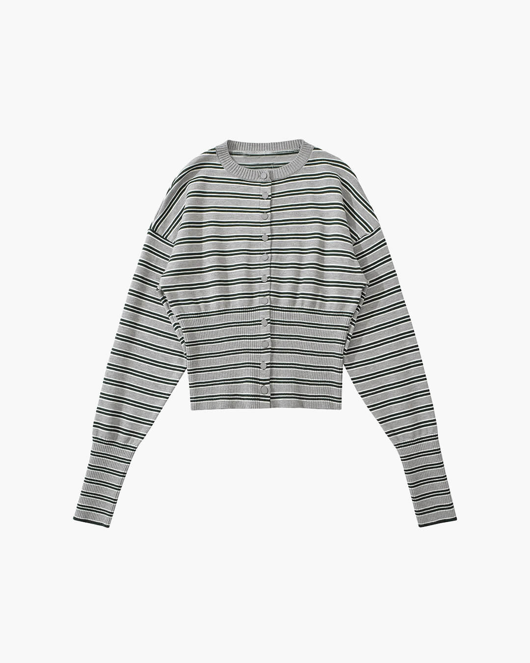 SOERA Nicole Striped Cardigan Shorts Set - Sets - 1005009829315318-;CF1770053336820421400 Top Gray