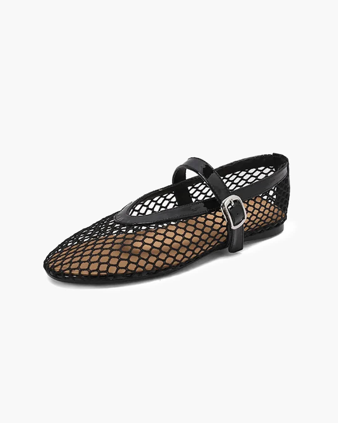 SOERA Bianca Buckled Mesh Ballet Flats - Shoes -  Black 36