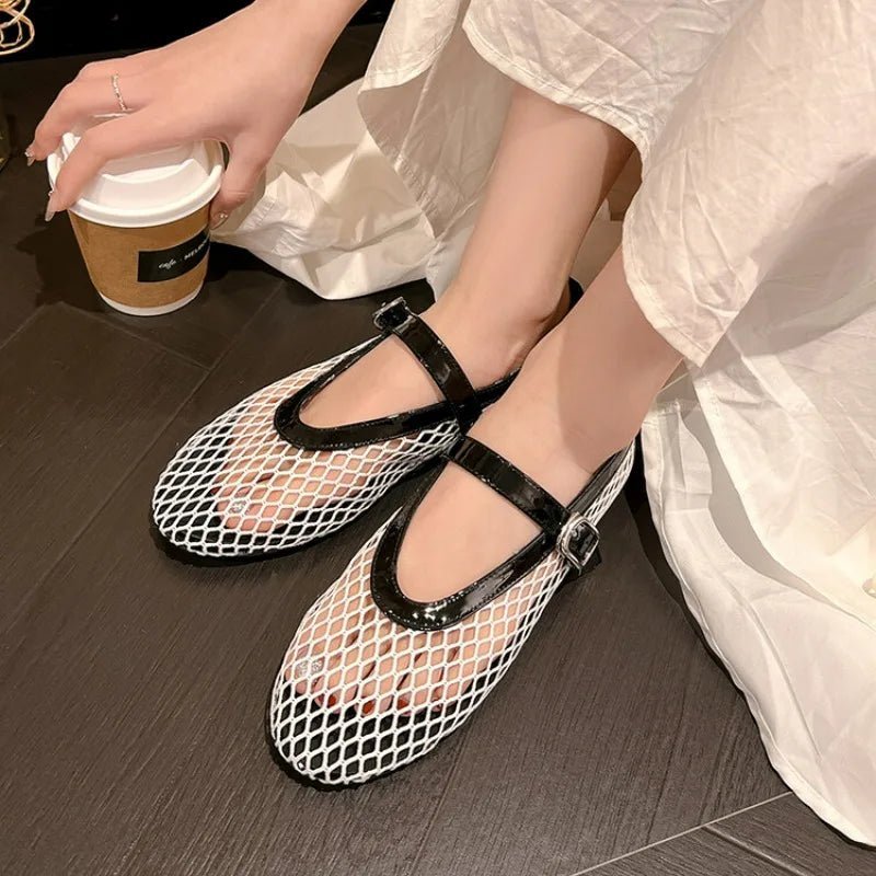 SOERA Bianca Buckled Mesh Ballet Flats - Shoes -  Red 36