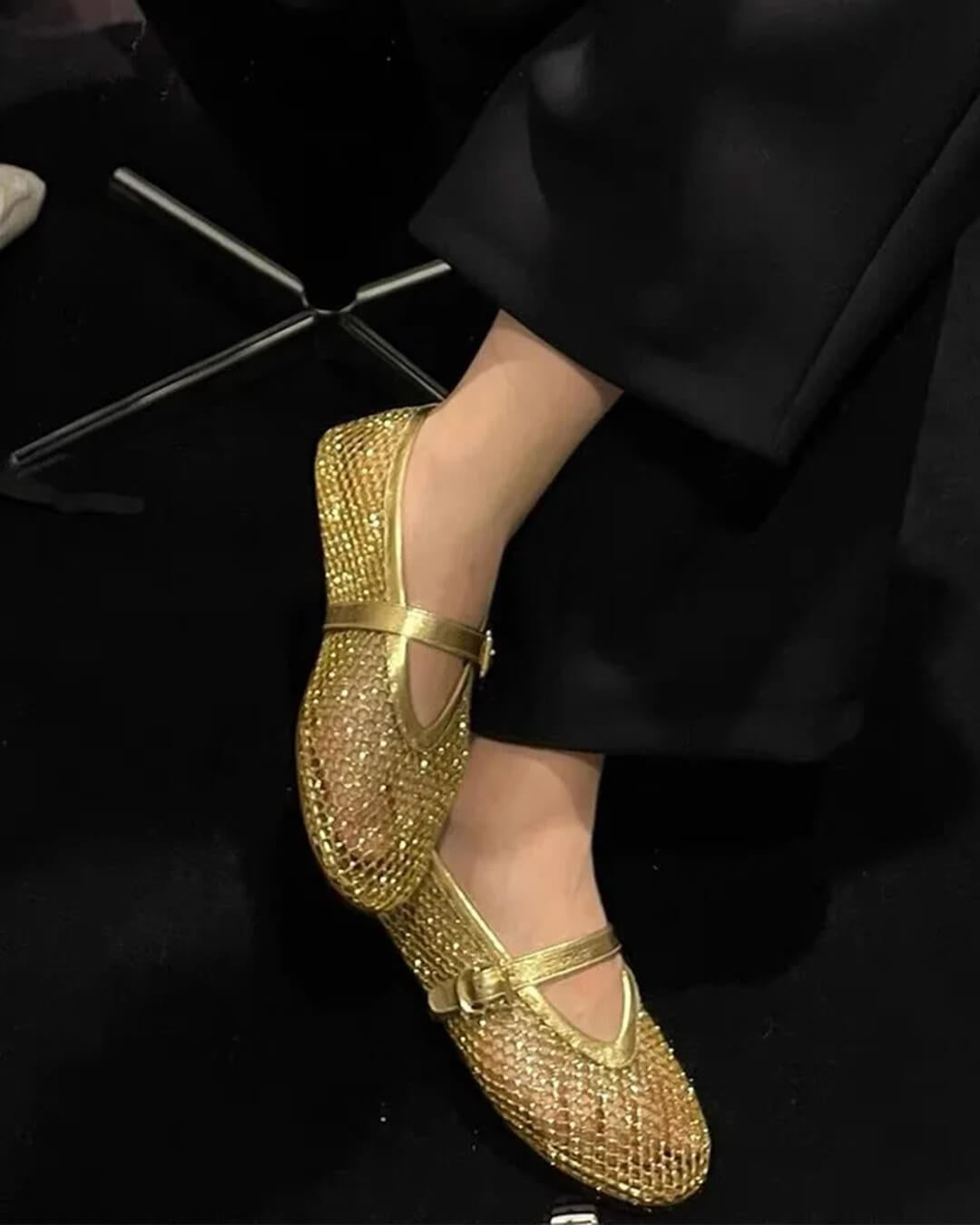 SOERA Elena Mesh Ballet Flats - Shoes -  Gold 36