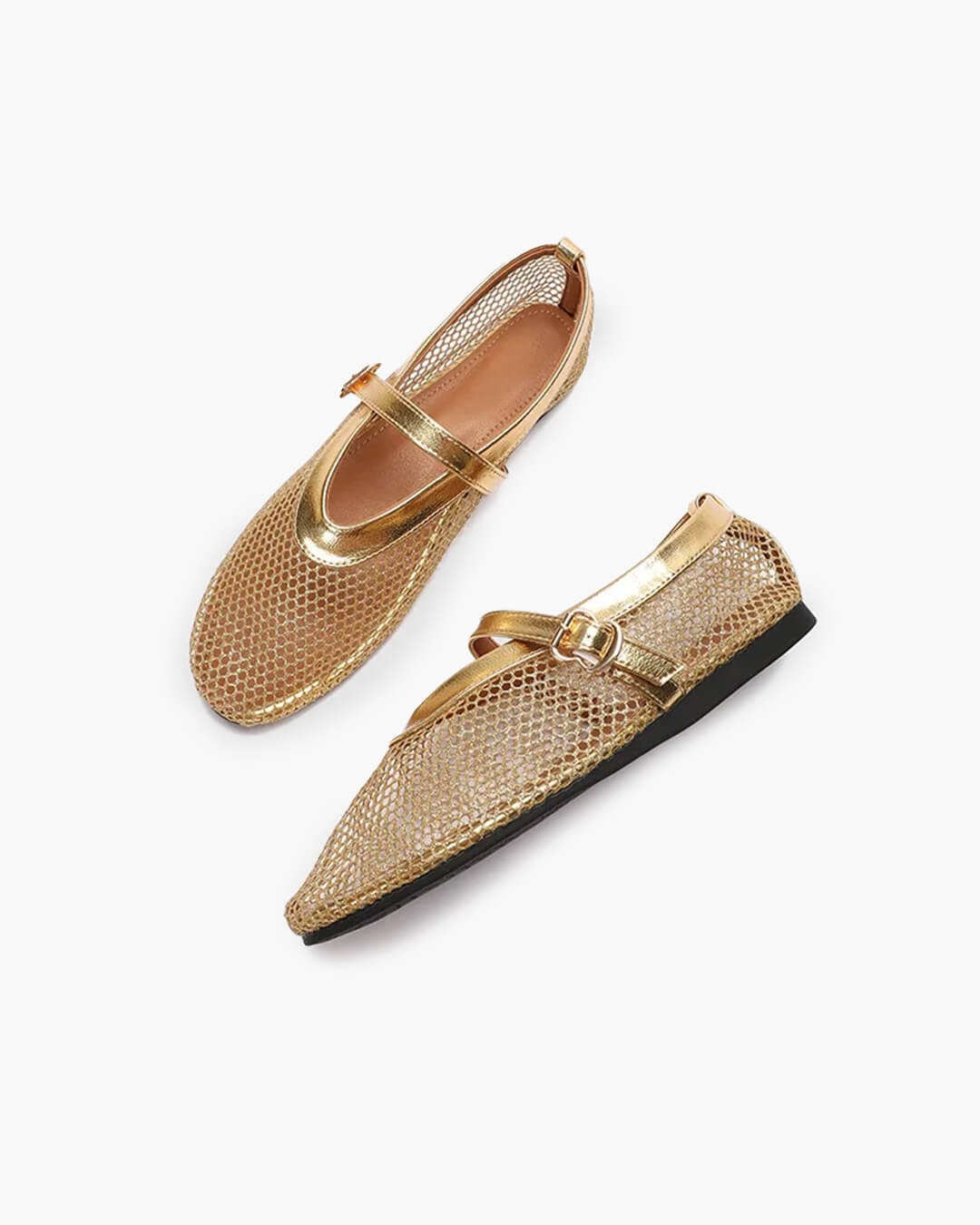 SOERA Elena Mesh Ballet Flats - Shoes -  Gold 38