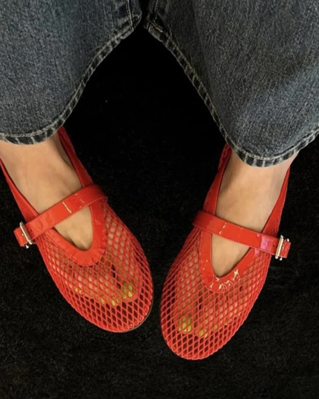 SOERA Elena Mesh Ballet Flats - Shoes -  Red 36