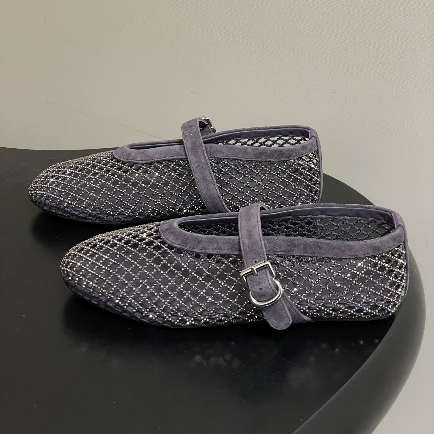 SOERA Jessica Rhinestone Mesh Ballet Flats - Shoes -  Gray 39