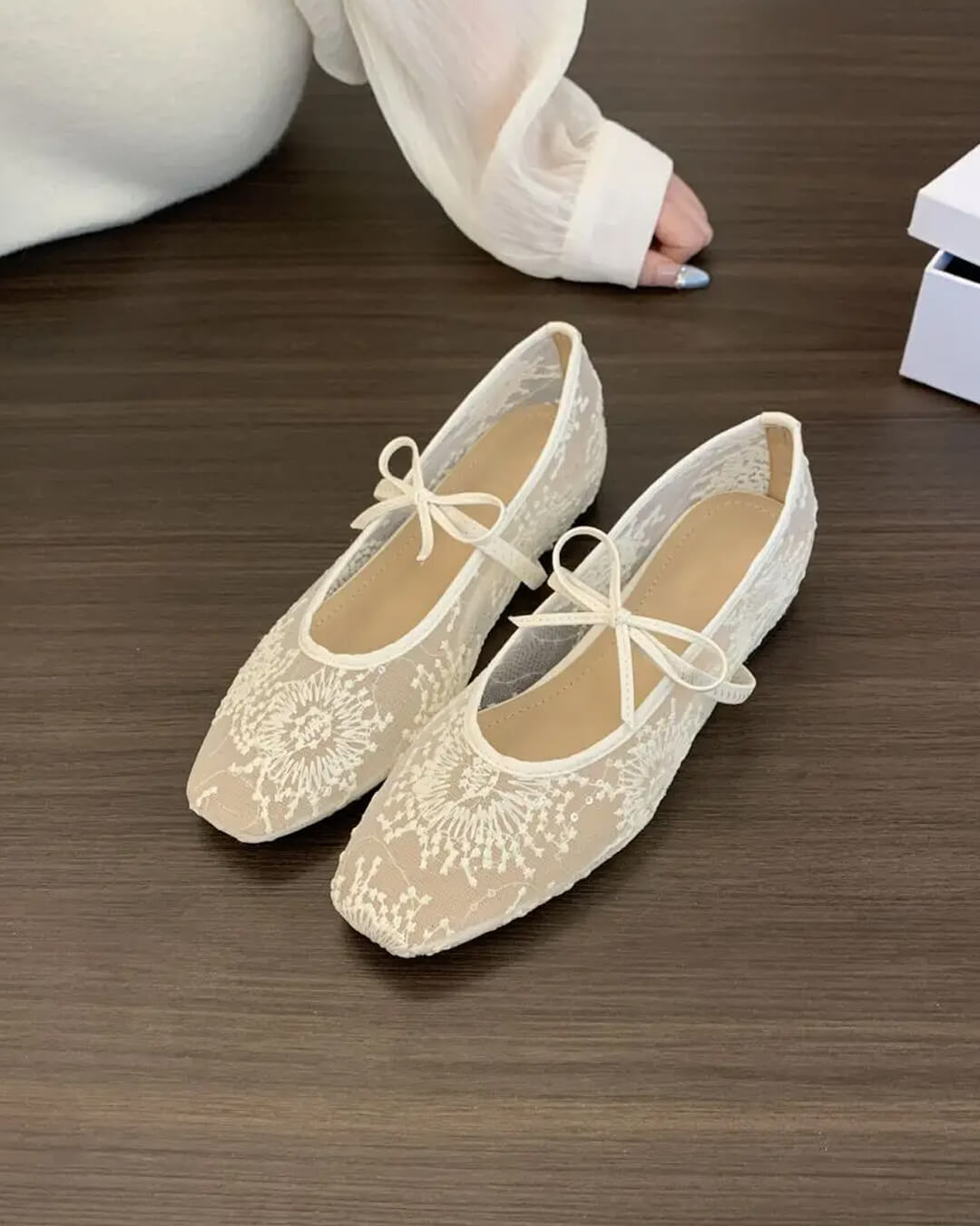 SOERA Joan Mesh Ballet Flats - Shoes - 1005009534032212-;hh1769140532782533898 White 36