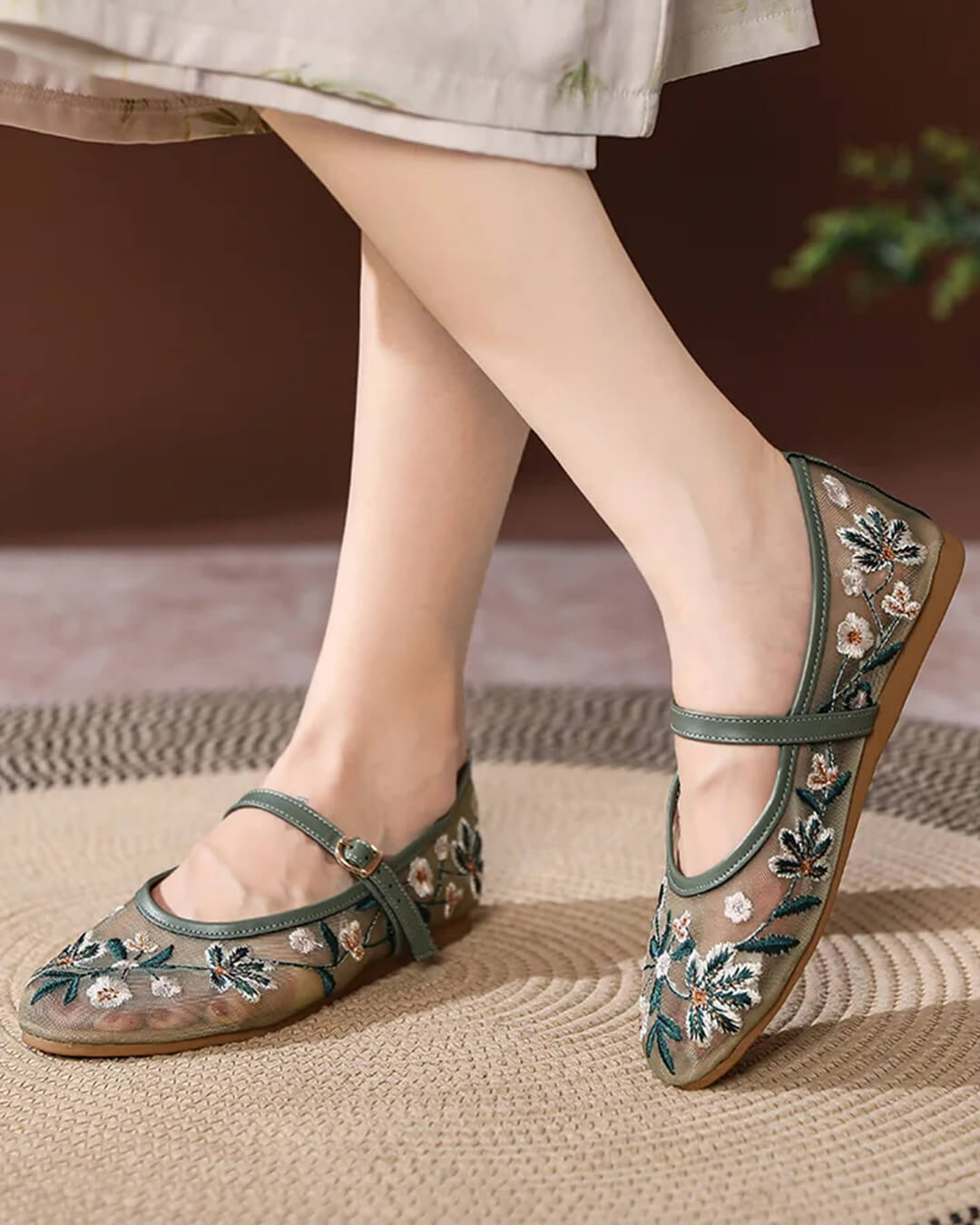 SOERA Leah Embroidered Ballet Flats - Shoes - 1005009264990682-;qq1769140528526613393 Green 37