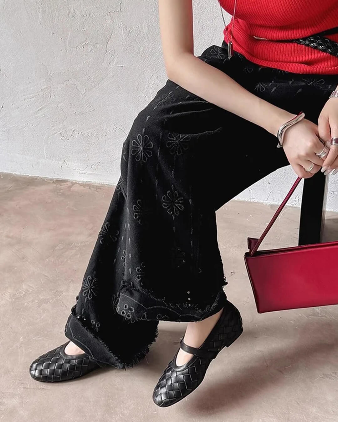 SOERA Lisbeth Woven Leather Flat Shoes - Shoes - 1005010392961053-;zX1770303445603118900 Black 37