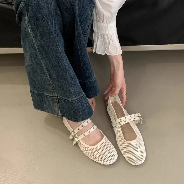 SOERA Valerie Buckled Mesh Ballet Flats - Shoes - 1005008919633161-;OO1774869391273543480 Pink 35