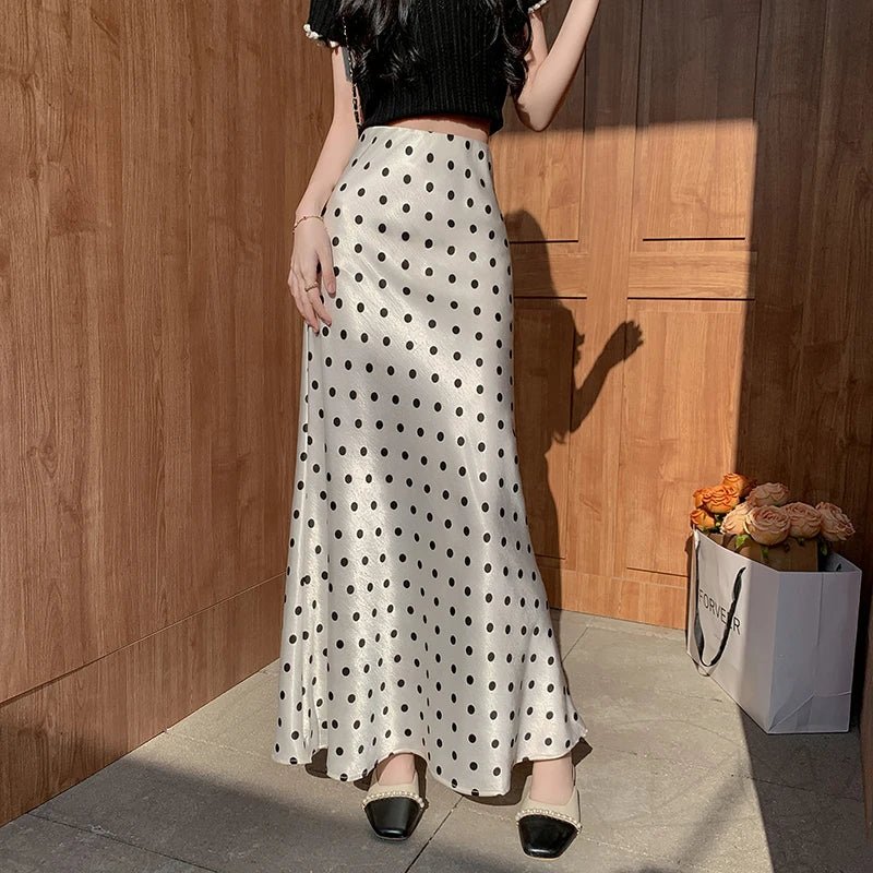SOERA Bianca Polka Dot Mermaid Midi Skirt - Skirt -  White XS