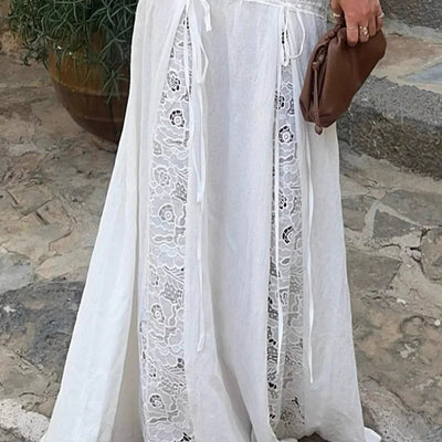 Afsana Boho Spitzen-Patchwork Maxi-Rock
