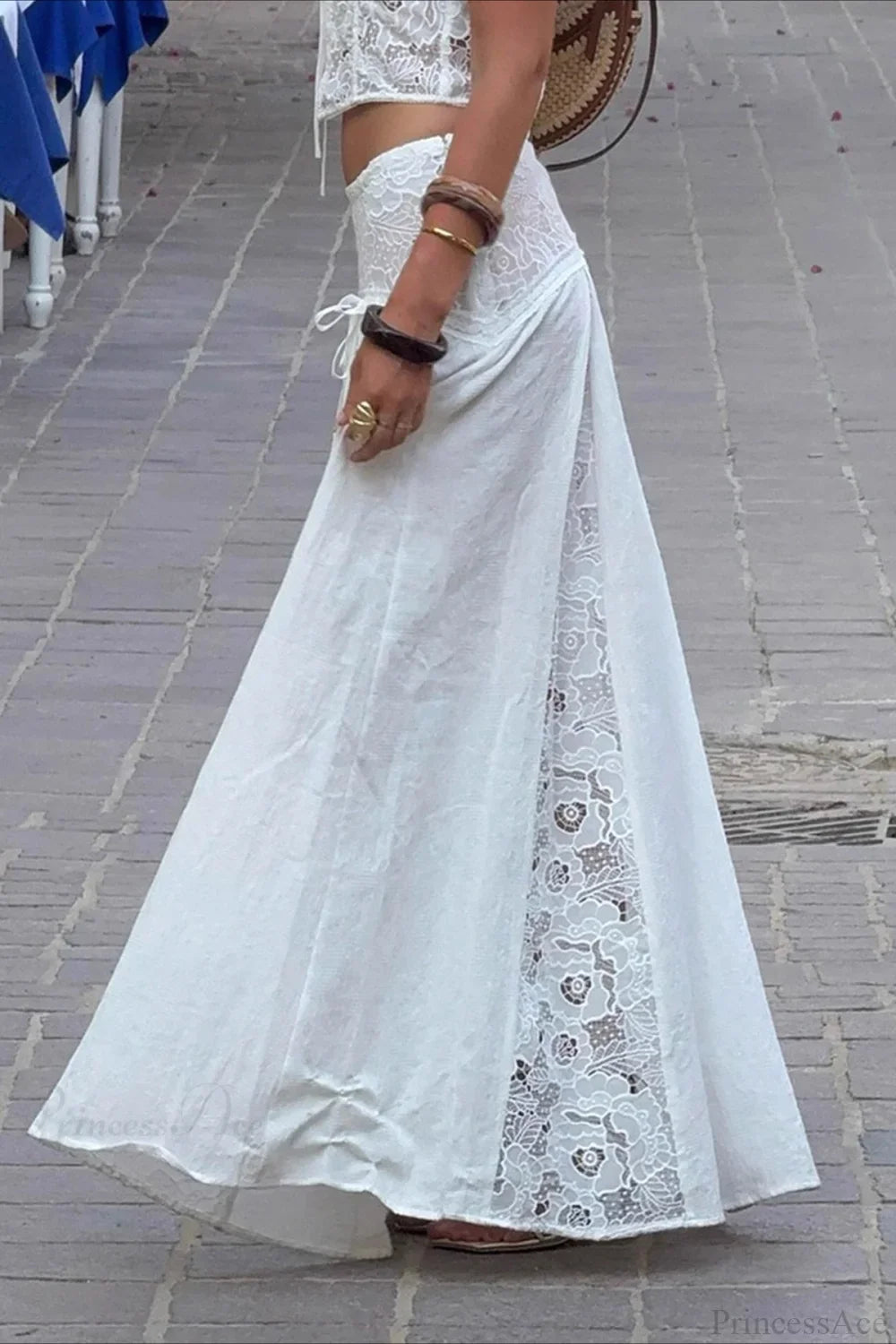 SOERA Celeste Boho Lace Patchwork Maxi Skirt - Skirts -  White S