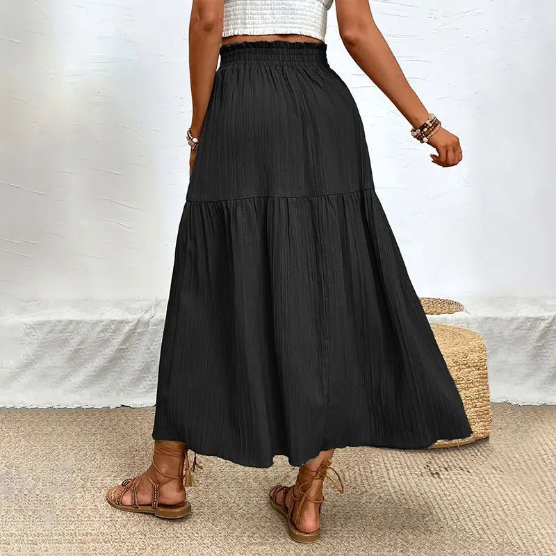 SOERA Maia Bohemian Midi Ruffle Skirt - Skirts -  Black S
