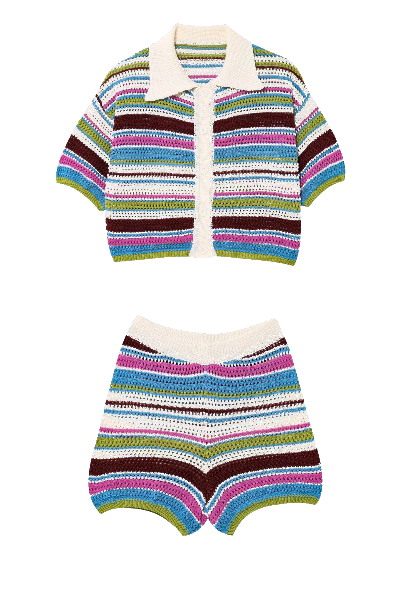 Completo coordinato a righe crochet Sophie
