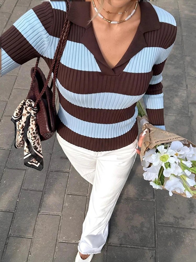SOERA Alicia Striped Polo Knit Pullover - Sweater - SOERA-862019-DEF-OS-76131 S