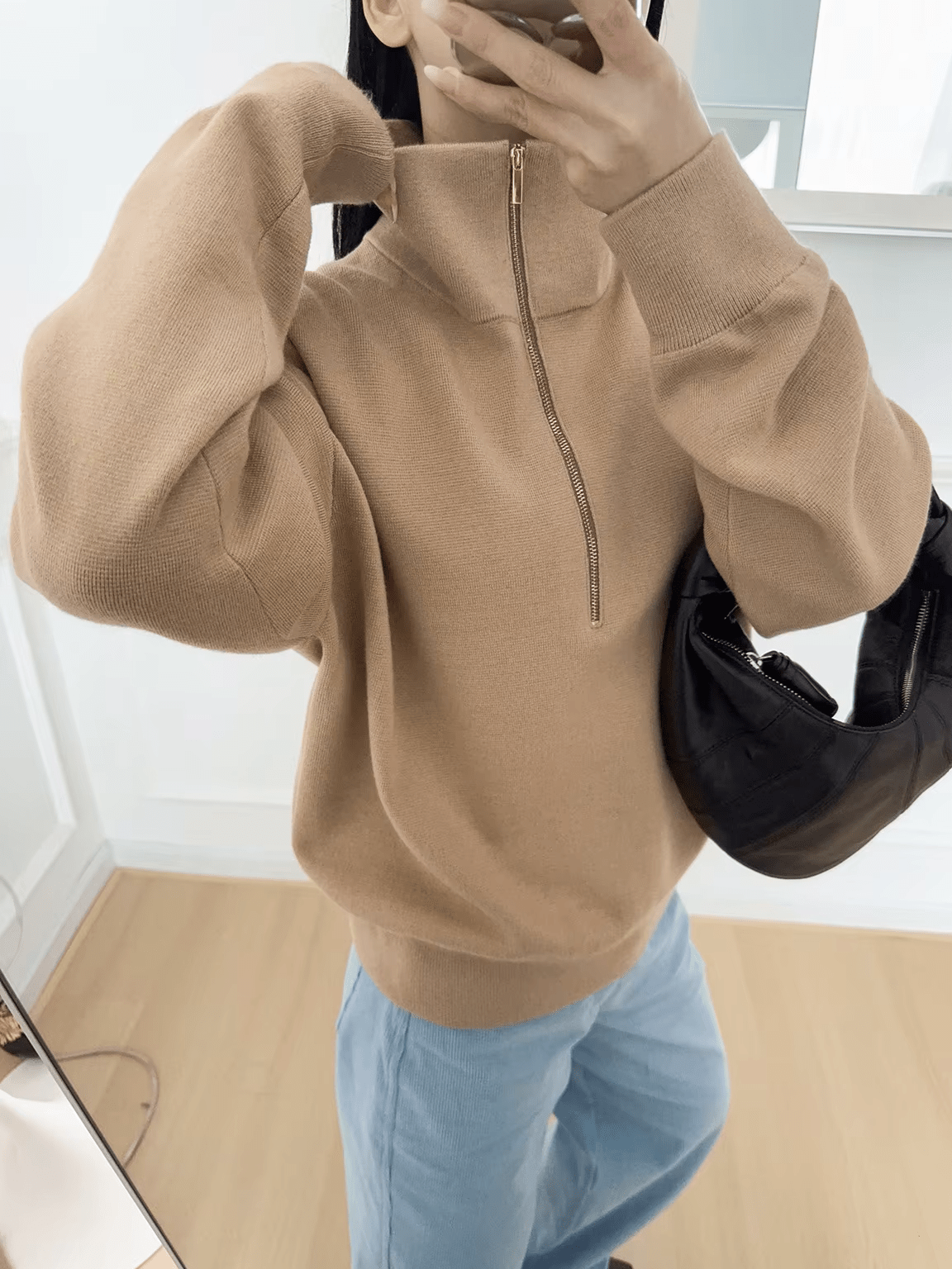 SOERA Teresa Half-Zip Knit Sweater - Sweater - SOERA-398659-CAM-M-62499 Beige M