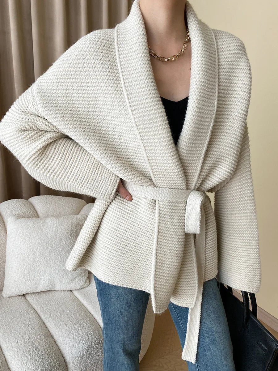 SOERA Abigail Belted Knit Cardigan - Sweaters & Cardigans - 1005007708848658-;pa1765393866208642501 Creme One Size